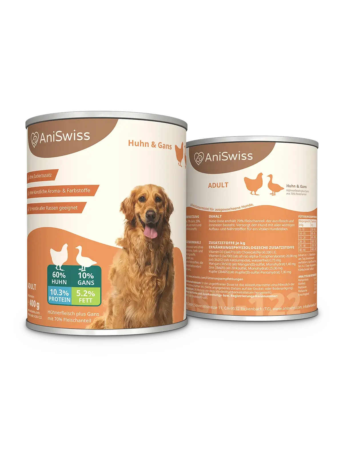 Nassfutter für Hunde-Hundenassfutter-Hundenahrung-Huhn und Gans
