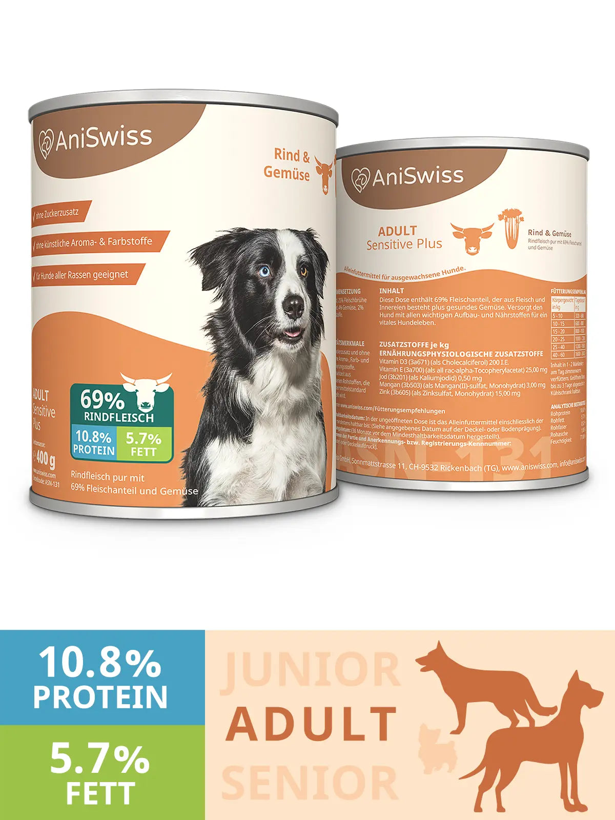 Nassfutter für Hunde - Hundefutter mit Rind- Hundenassfutter - gesundes Hundefutter - beste Hundenahrung - Nassfutter Hund mit Gemüse