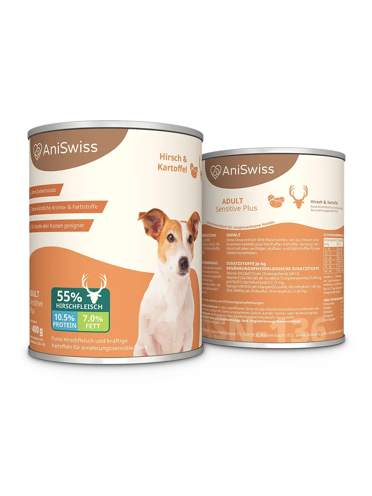 sensitiv Hundefutter-Nassfutter getreidefrei-Hundenahrung bestellen-Hirsch und Kartoffel