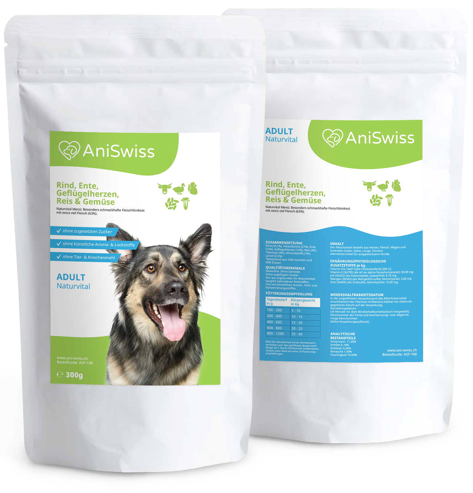 Premium Hundefutter - Nassfutter Hunde - Hundenahrung feucht - Hundefutter online kaufen - bestes Hundenassfutter - Nassfutter mit Ente - Hundefutter mit Gemüse