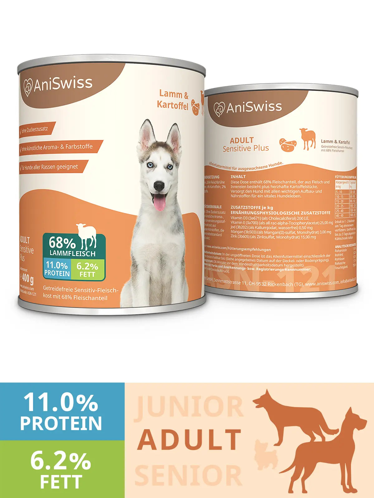 Hundefutter Lamm und Kartoffel-sensitiv Hundefutter-Nassfutter Hund-getreidefreies Hundefutter