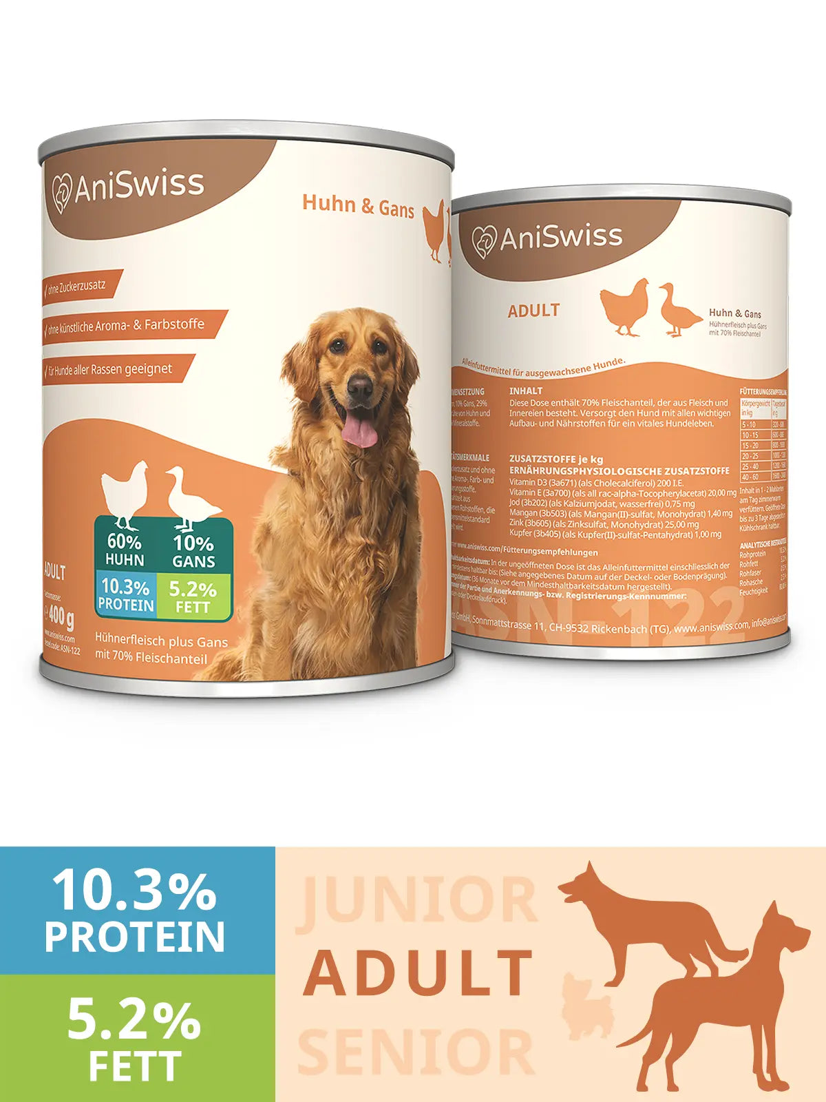 Nassfutter für Hunde-Hundenassfutter-Hundenahrung-Huhn und Gans