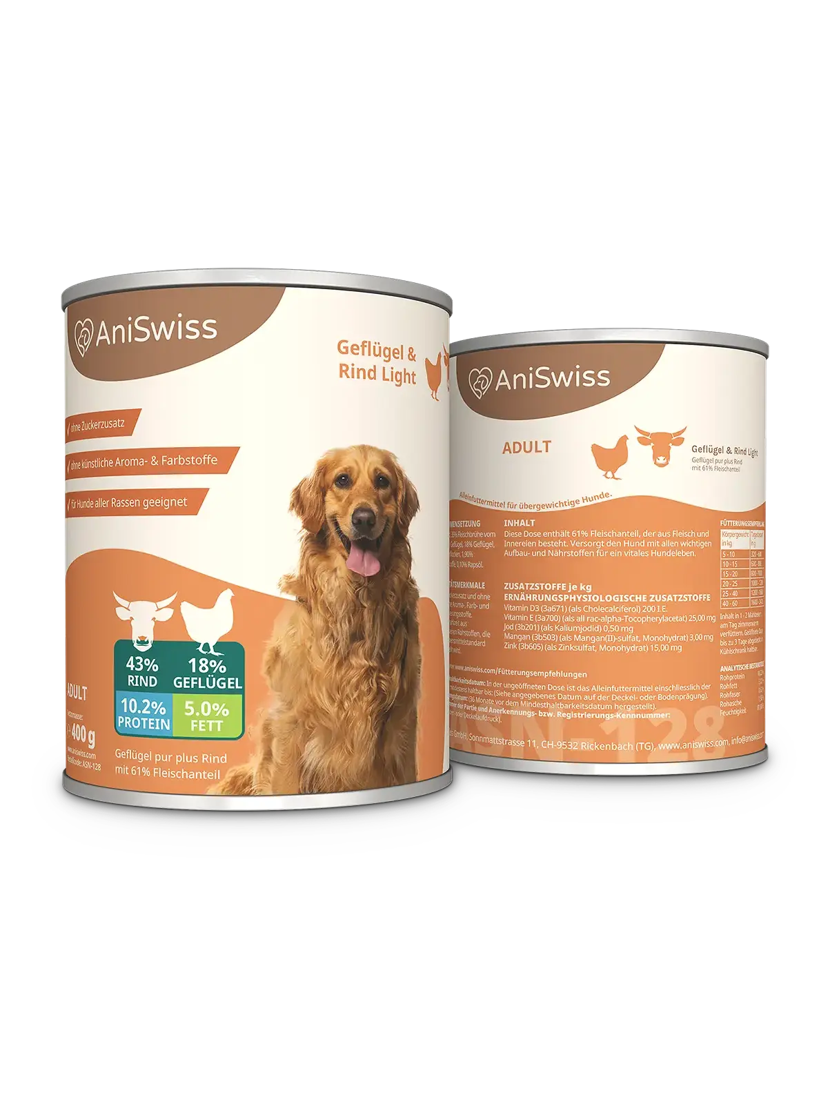 qualitativ hochwertiges Hundefutter-Nassfutter-Hundenahrung bestellen-Geflügel und Rind light