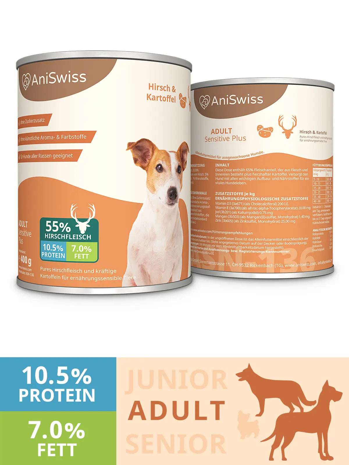 sensitiv Hundefutter-Nassfutter getreidefrei-Hundenahrung bestellen-Hirsch und Kartoffel